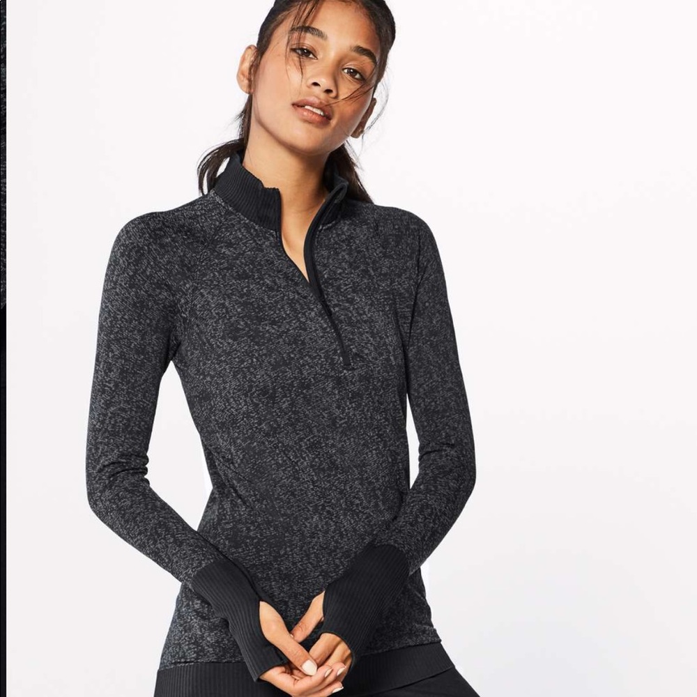 Lululemon Rest Less Half Zip, 10, Black/Armory